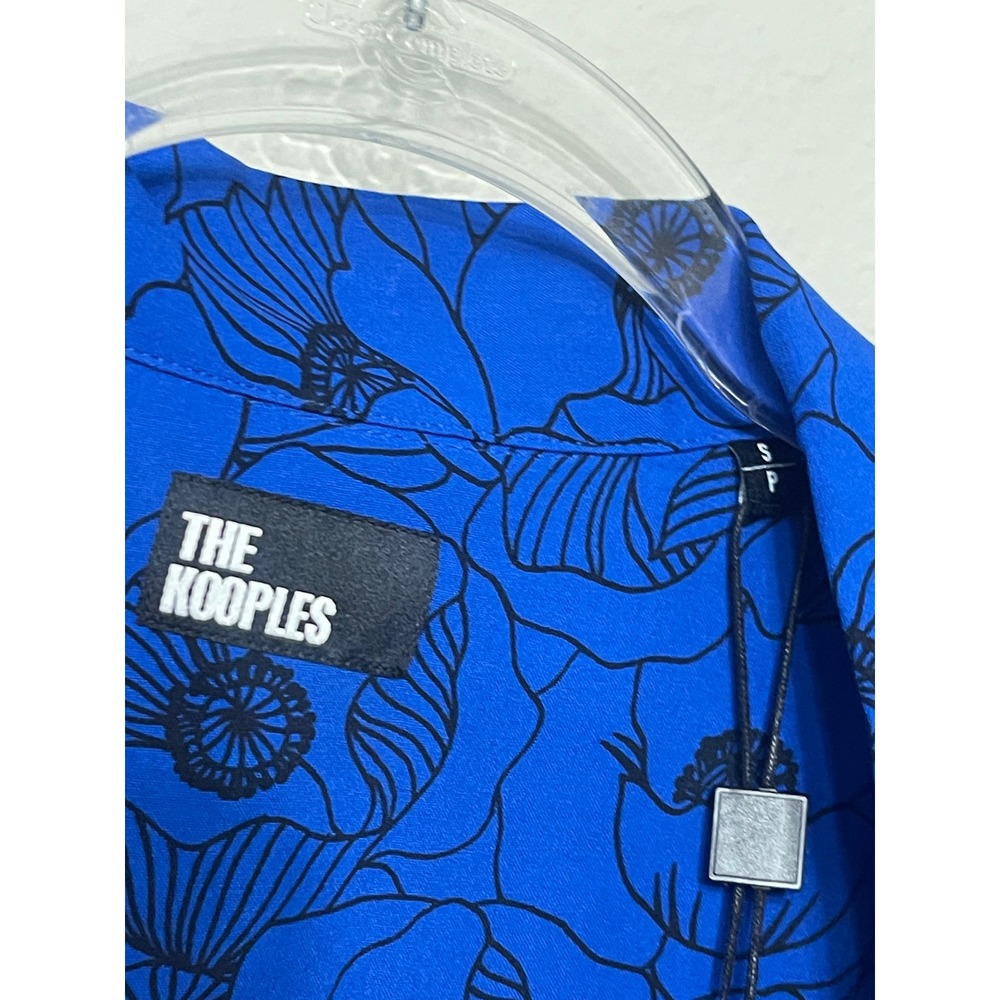 The Kooples Graphic Poppies Camp Shirt Blue Floral 100%‎ Viscose Men's S NWT - Picture 4 of 10